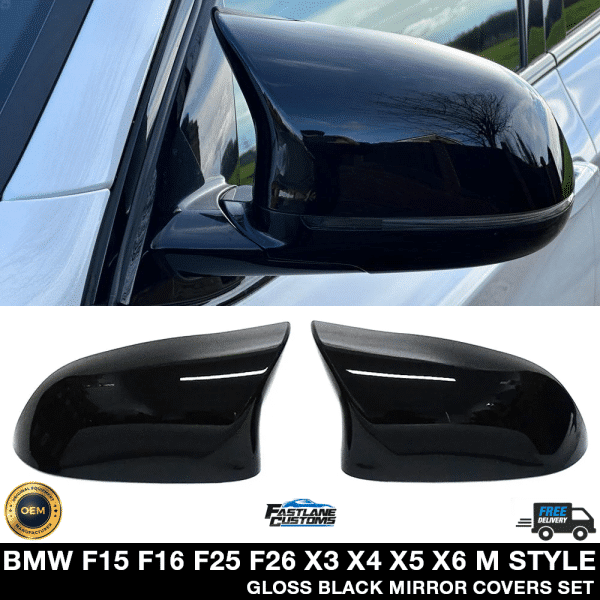 BMW F15 F16 F25 F26 X3 X4 X5 X6 M Style Gloss Black Wing Mirror Covers Caps Set