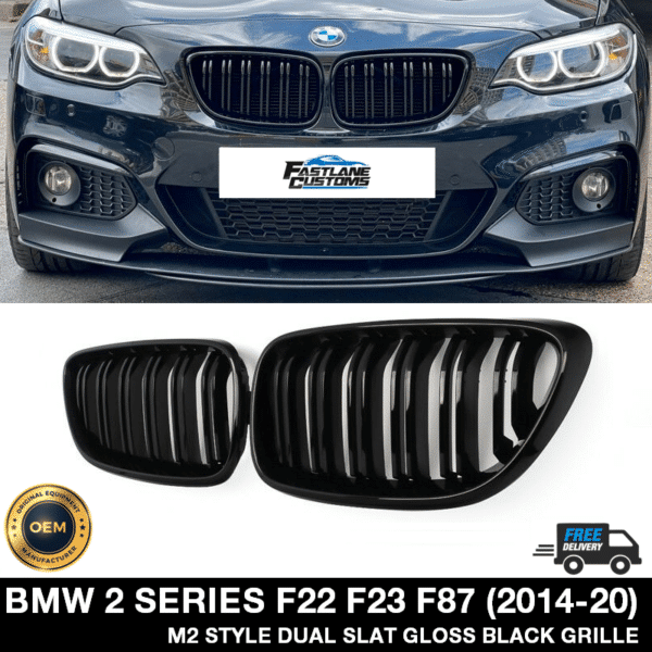 BMW F22 F23 F87 2 Series Gloss Black M2 Style M Performance Sport Kidney Grille