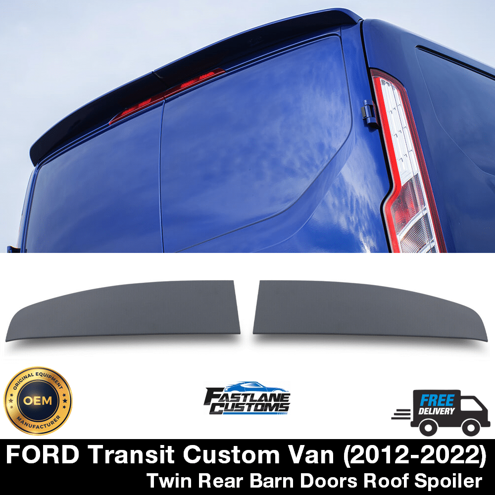 Ford Transit Custom Rear Twin Barn Doors Roof Spoiler PU Plastic Primed Finish