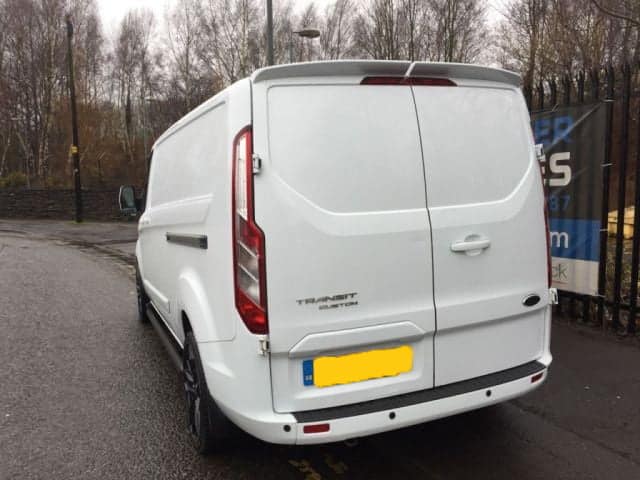 Ford Transit Custom Rear Twin Barn Doors Roof Spoiler PU Plastic Primed Finish