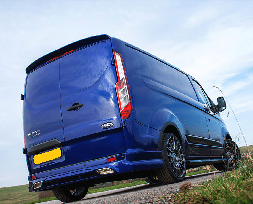 Ford Transit Custom Rear Twin Barn Doors Roof Spoiler PU Plastic Primed Finish