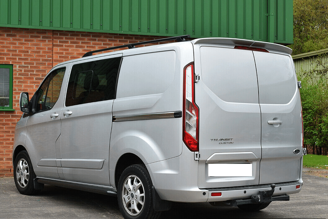 Ford Transit Custom Rear Twin Barn Doors Roof Spoiler PU Plastic Primed Finish
