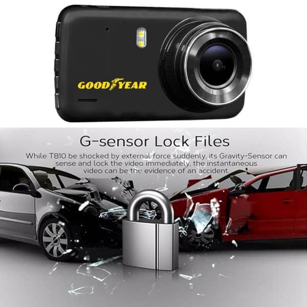 Goodyear 1080P Full HD Dual Lens Dash Cam In-Car Video Recorder & Rear Camera