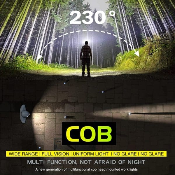 Goodyear LED Head Torch Rechargeable Waterproof Super Bright COB Headlamp Light