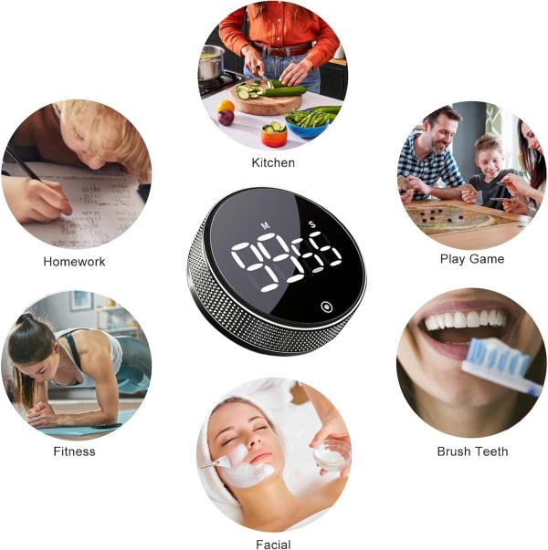LED Digital Countdown Timer Productivity Stopwatch Fitness Cooking Alarm Clock