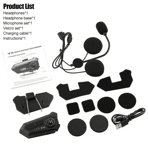 Wireless Motorcycle Bluetooth 5.3 Helmet Headset Motorbike Call Headphone + Mic