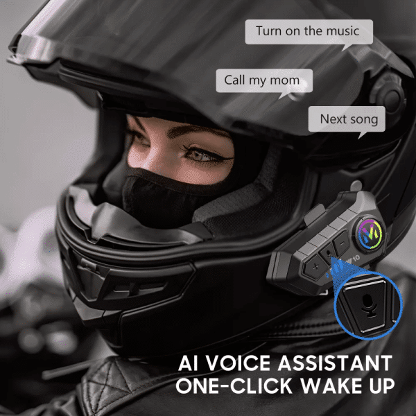 Wireless Motorcycle Bluetooth 5.3 Helmet Headset Motorbike Call Headphone + Mic