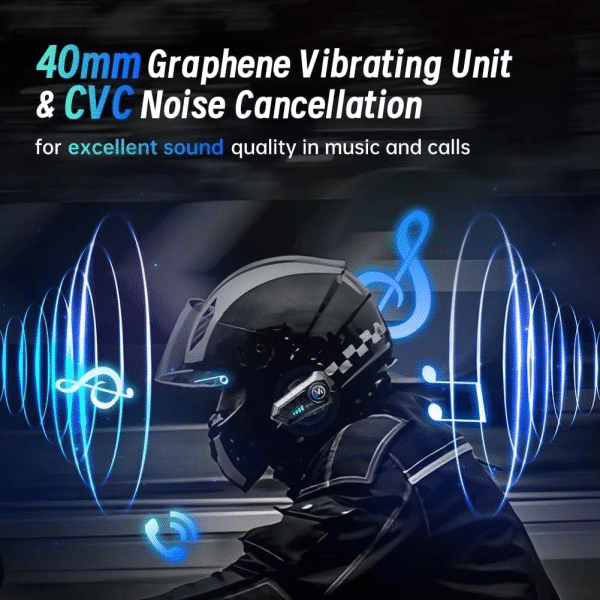 Wireless Motorcycle Bluetooth 5.3 Helmet Headset Motorbike Call Headphone + Mic
